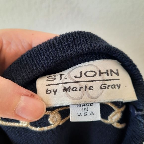St. John Vintage Knit Sailor Star Chain Sweater M - Picture 4 of 5